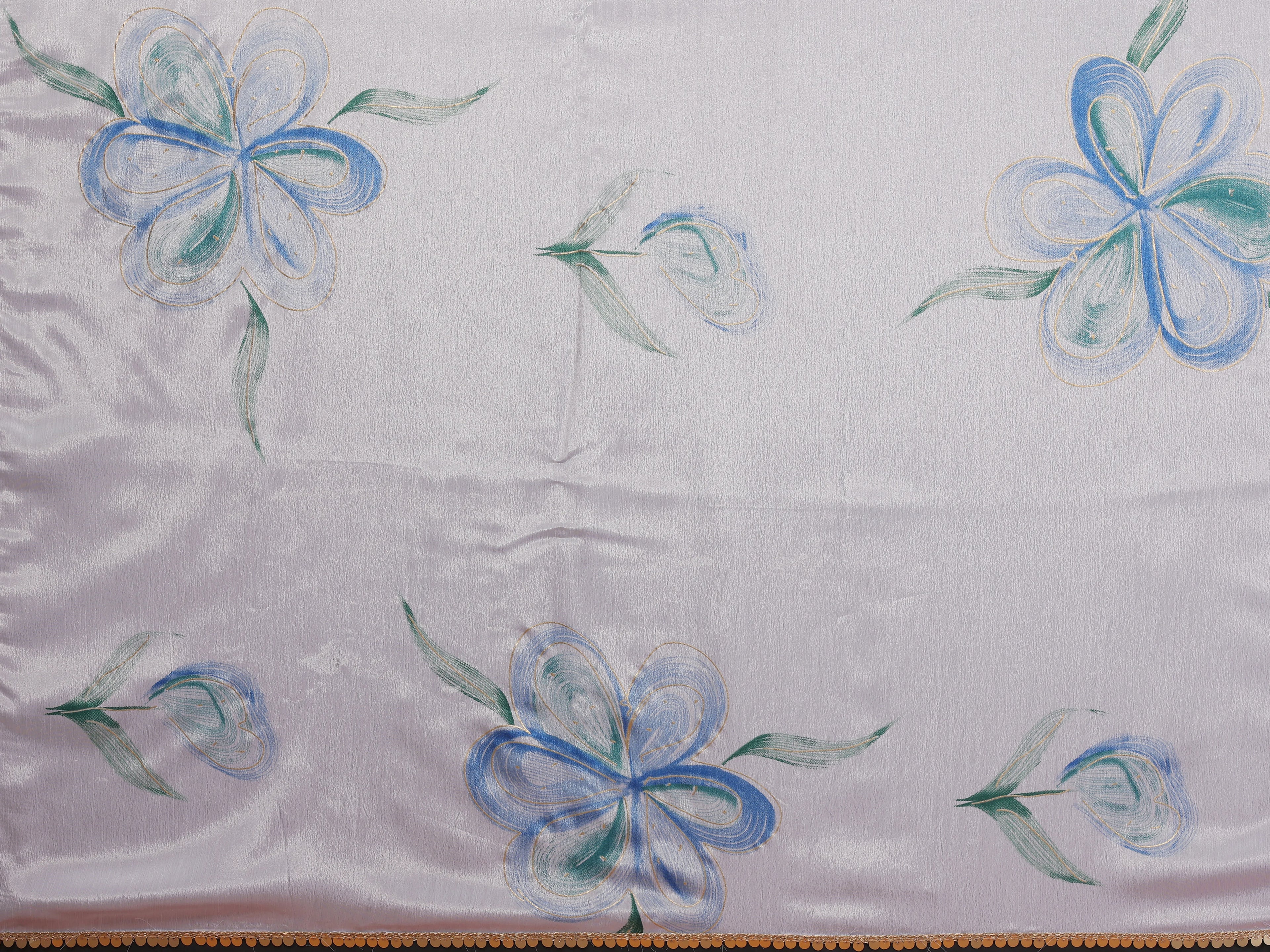 SHYAMIKA Chinon Chiffon Printed Saree with Foil Work & Blouse