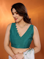 SHYAMIKA Chinon Chiffon Printed Saree with Foil Work & Blouse
