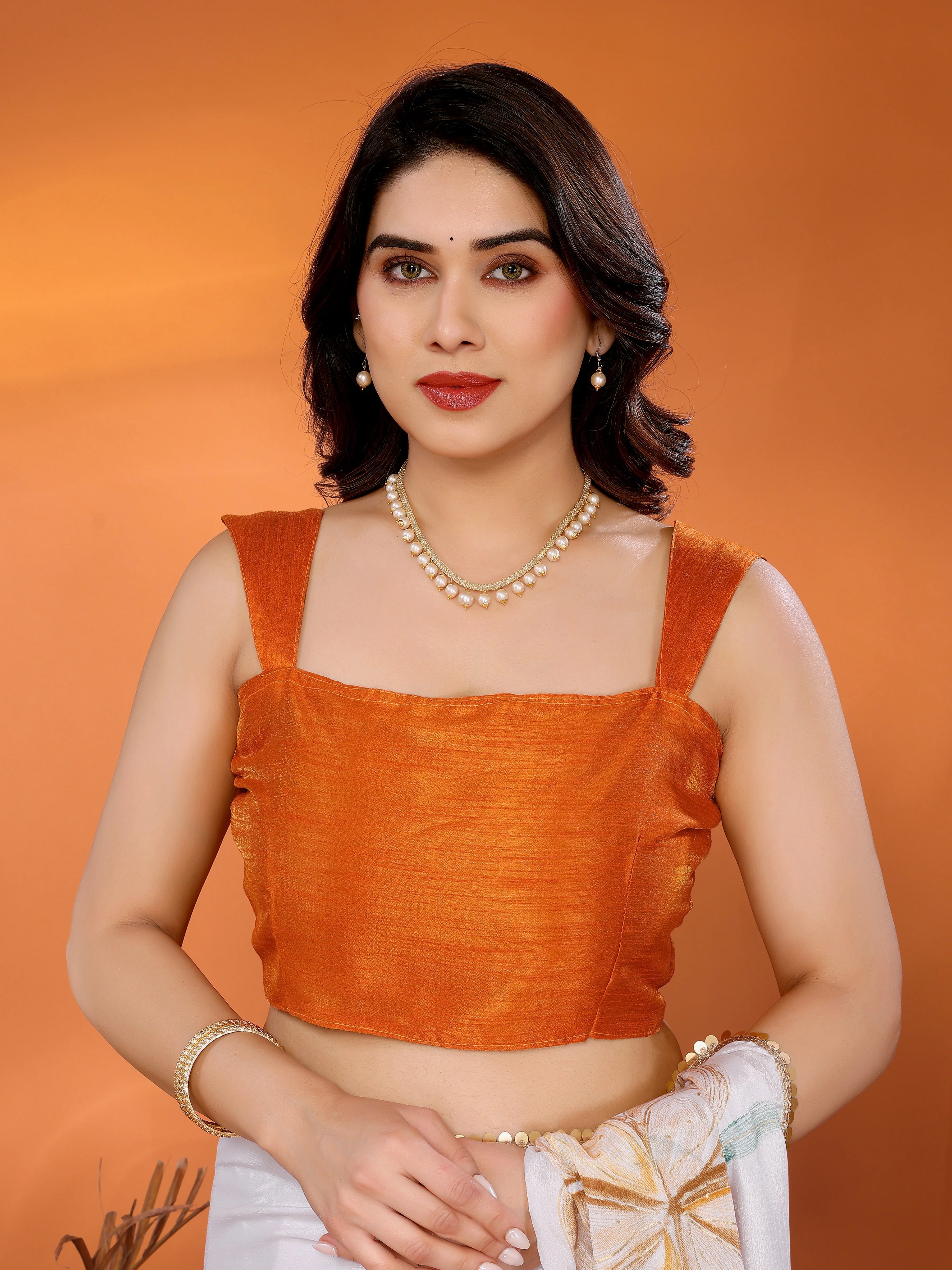 SHYAMIKA Chinon Chiffon Printed Saree with Foil Work & Blouse