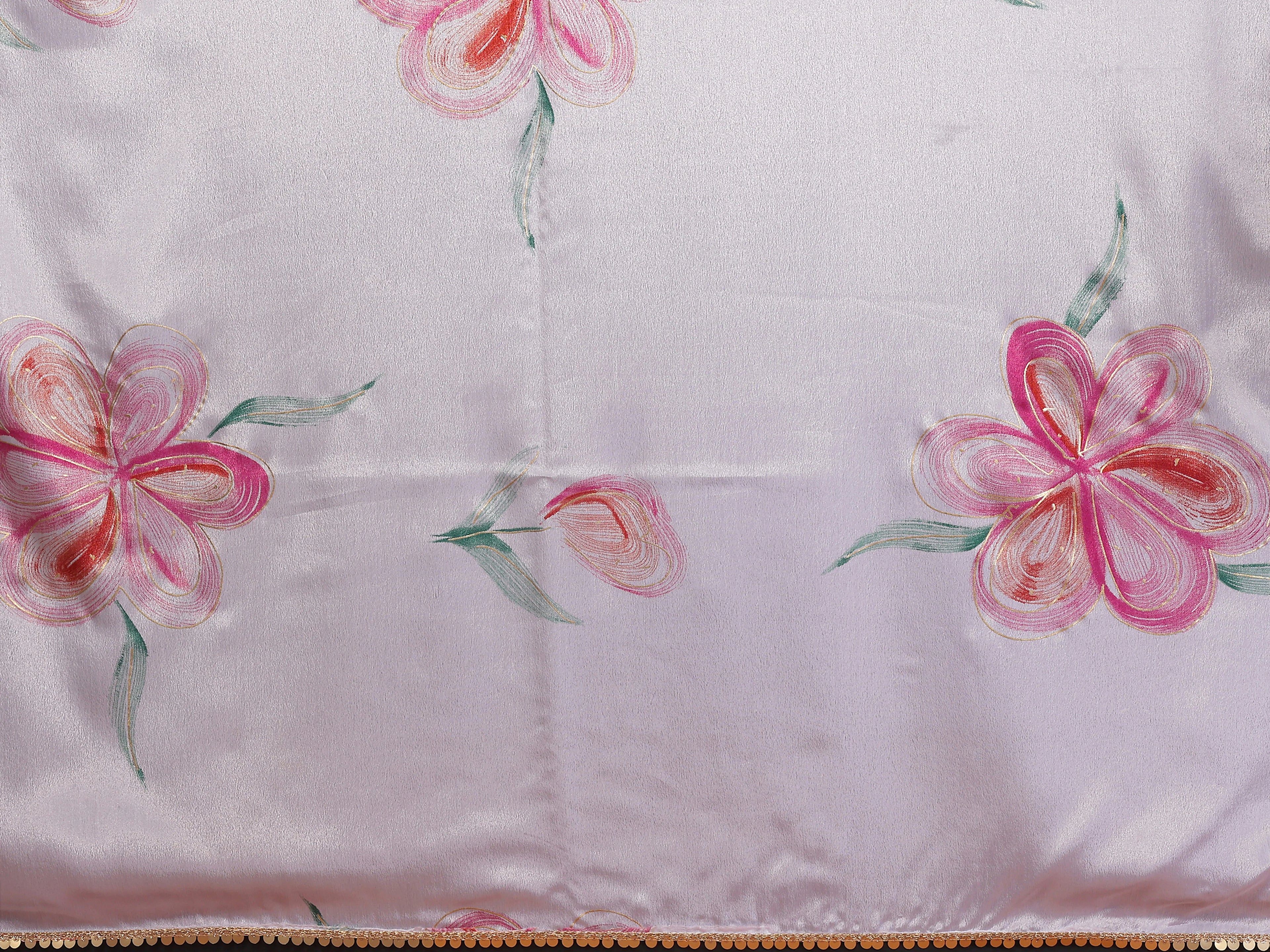 SHYAMIKA Chinon Chiffon Printed Saree with Foil Work & Blouse