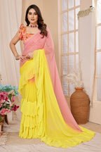SHYAMIKA Ruffle Jhumar Saree with Printed Blouse