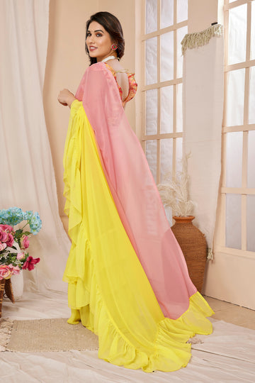 SHYAMIKA Ruffle Jhumar Saree with Printed Blouse