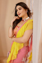 SHYAMIKA Ruffle Jhumar Saree with Printed Blouse
