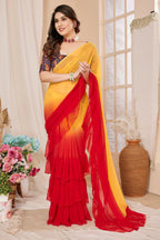 SHYAMIKA Ruffle Jhumar Saree with Printed Blouse