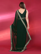SHYAMIKA Plain Georgette Saree with Embroidery Work Lace