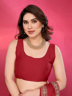 SHYAMIKA Plain Georgette Saree with Embroidery Work Lace