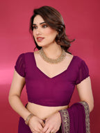 SHYAMIKA Plain Georgette Saree with Embroidery Work Lace