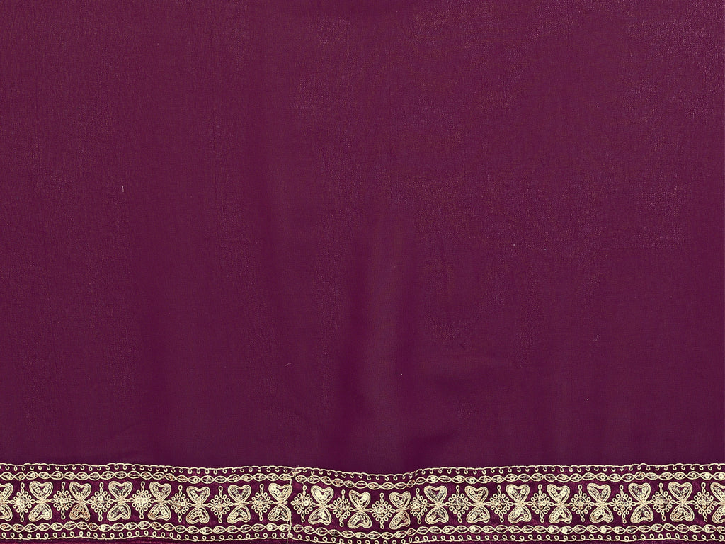 SHYAMIKA Plain Georgette Saree with Embroidery Work Lace