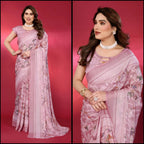 SHYAMIKA Chiffon Brasso Printed Saree with Foil Work & Embroidered Blouse
