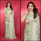 SHYAMIKA Chiffon Brasso Printed Saree with Foil Work & Embroidered Blouse