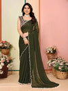 SHYAMIKA Georgette Patta Plain Saree with Digital Print Blouse