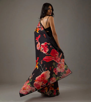 SHYAMIKA Moss Digital Floral Printed Saree with Blouse Piece