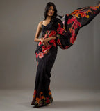 SHYAMIKA Moss Digital Floral Printed Saree with Blouse Piece