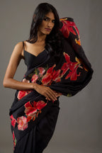 SHYAMIKA Moss Digital Floral Printed Saree with Blouse Piece