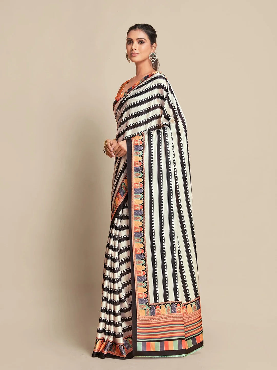SHYAMIKA Silk Zebra Digital Print Saree with Blouse