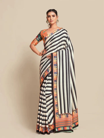 SHYAMIKA Silk Zebra Digital Print Saree with Blouse