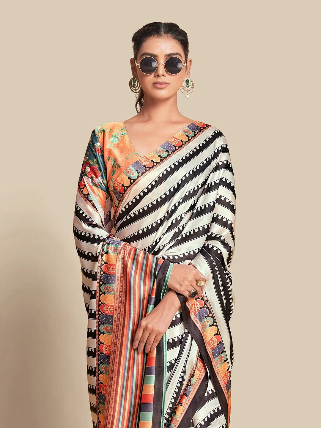 SHYAMIKA Silk Zebra Digital Print Saree with Blouse