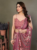 SHYAMIKA Royal Satin Patta Digital Print Saree with Blouse