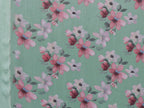 SHYAMIKA Bright Moss Satin Patta flower Printed Saree with Blouse