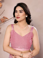 SHYAMIKA Bright Moss Satin Patta flower Printed Saree with Blouse