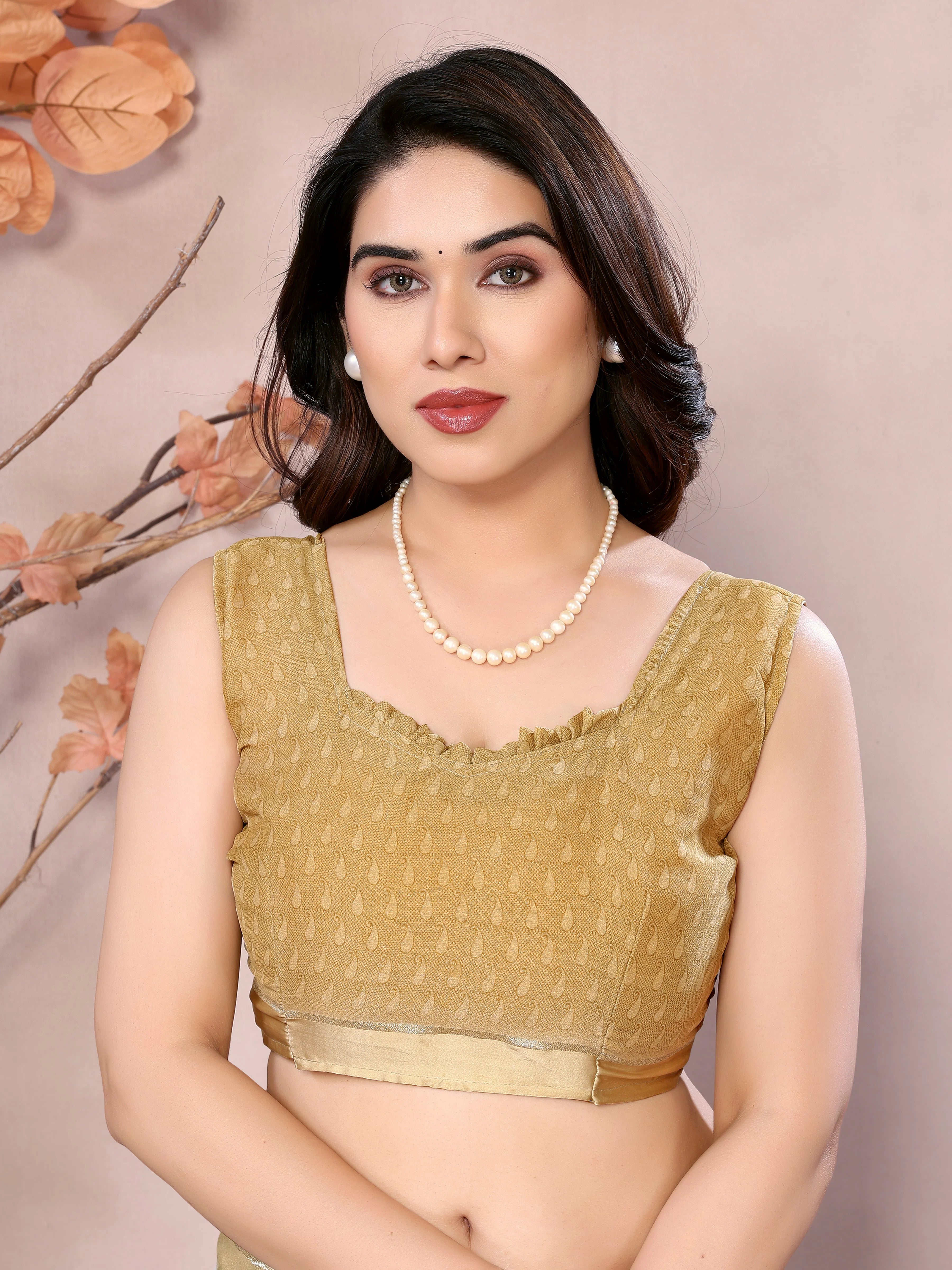 SHYAMIKA Bright Moss Satin Patta flower Printed Saree with Blouse