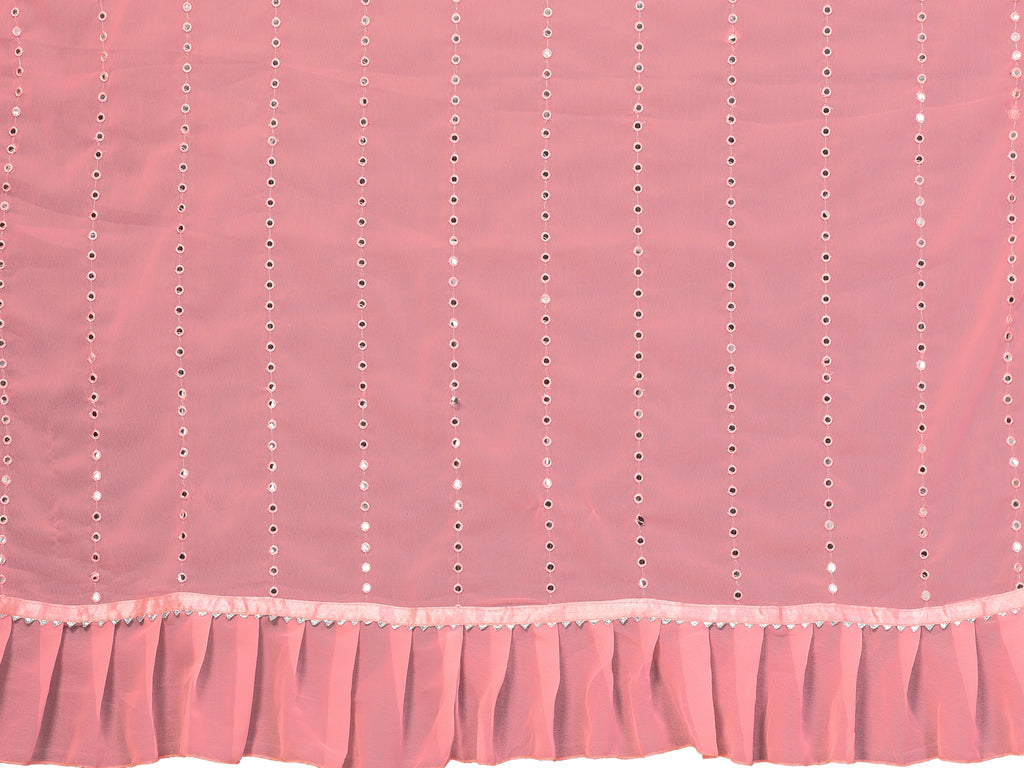 SHYAMIKA Georgette Mirror Work Ruffle Saree with Blouse