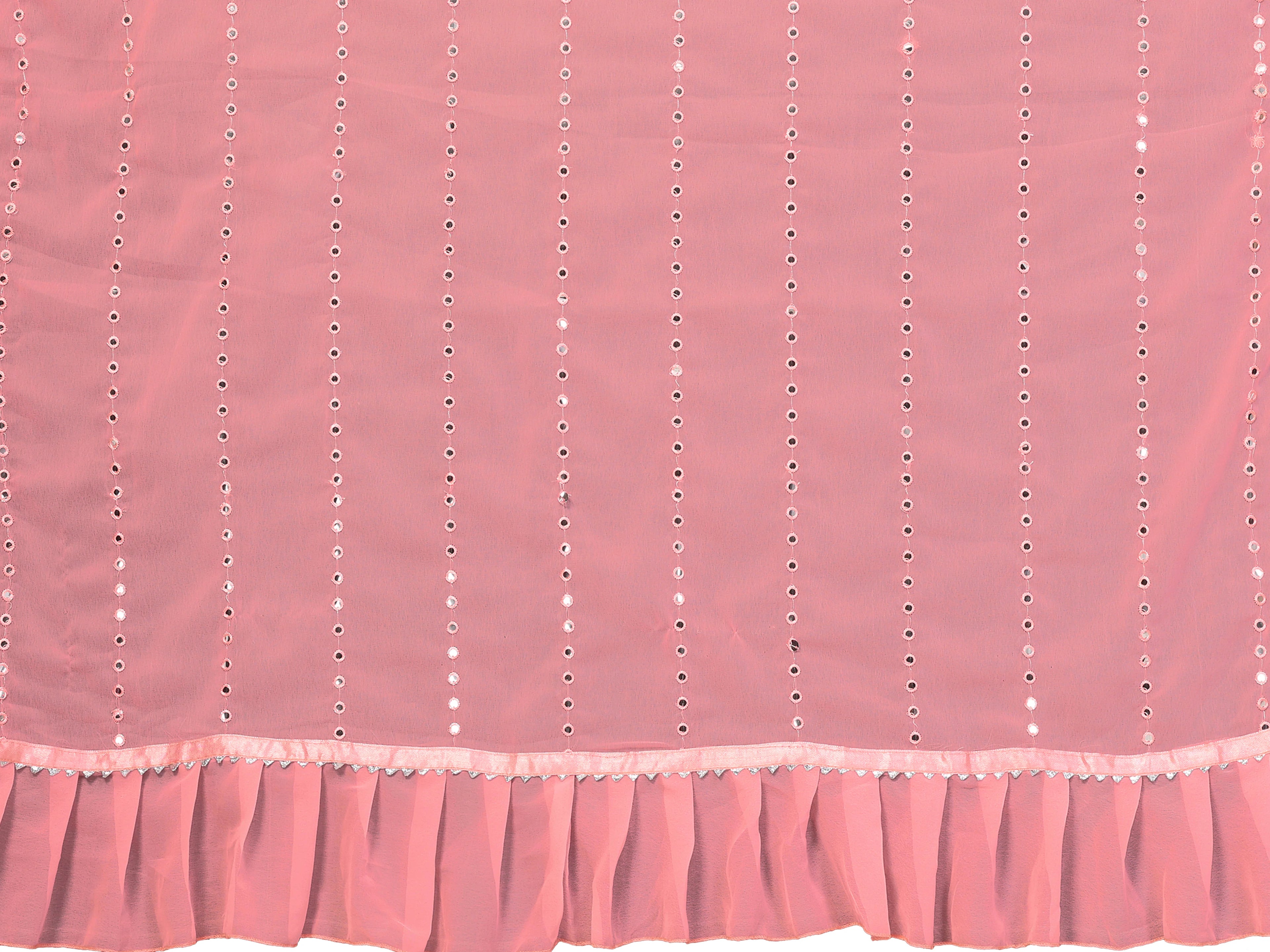 SHYAMIKA Georgette Mirror Work Ruffle Saree with Blouse