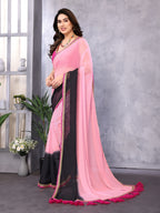 SHYAMIKA Georgette Embroidery Work Padded Saree with Blouse