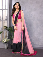 SHYAMIKA Georgette Embroidery Work Padded Saree with Blouse