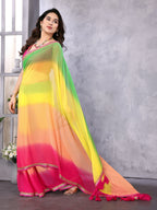 SHYAMIKA Georgette Embroidery Work Padded Saree with Blouse