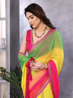 SHYAMIKA Georgette Embroidery Work Padded Saree with Blouse