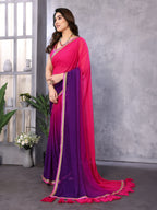 SHYAMIKA Georgette Embroidery Work Padded Saree with Blouse