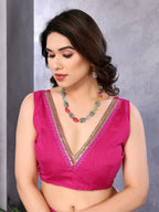 SHYAMIKA Georgette Embroidery Work Padded Saree with Blouse