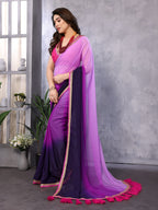 SHYAMIKA Georgette Embroidery Work Padded Saree with Blouse