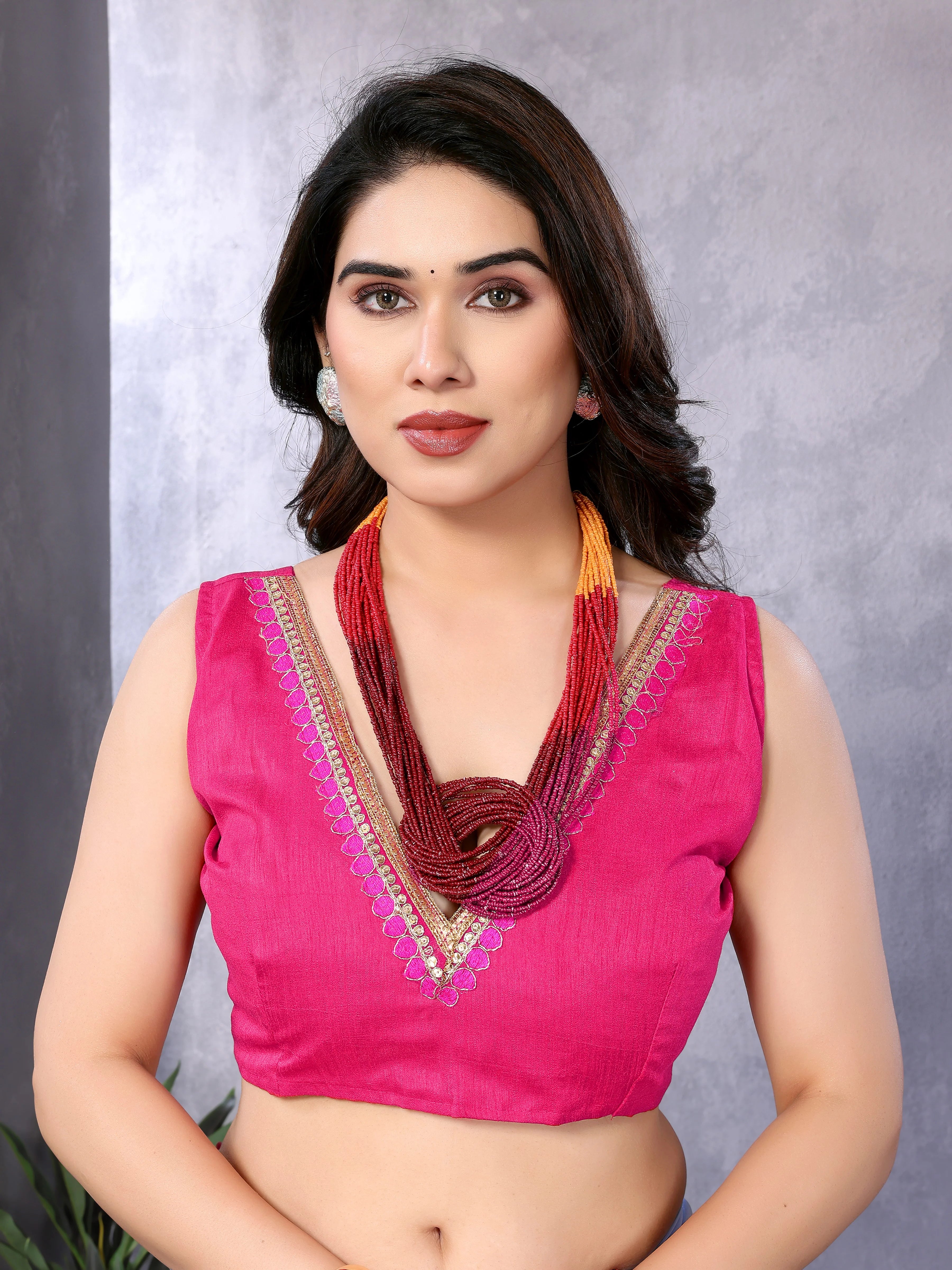 SHYAMIKA Georgette Embroidery Work Padded Saree with Blouse