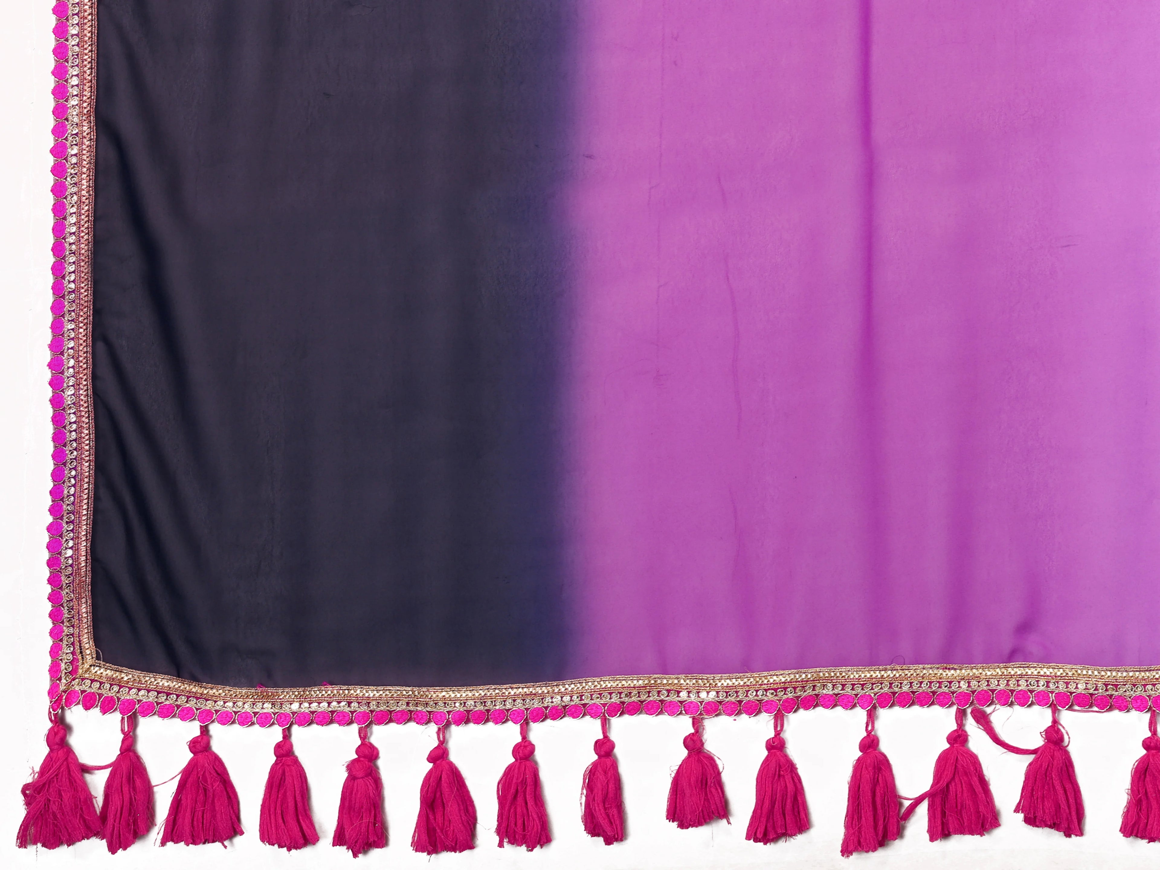 SHYAMIKA Georgette Embroidery Work Padded Saree with Blouse