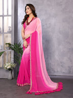 SHYAMIKA Georgette Embroidery Work Padded Saree with Blouse