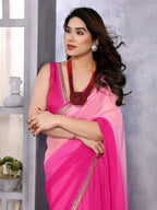 SHYAMIKA Georgette Embroidery Work Padded Saree with Blouse