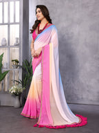 SHYAMIKA Georgette Embroidery Work Padded Saree with Blouse