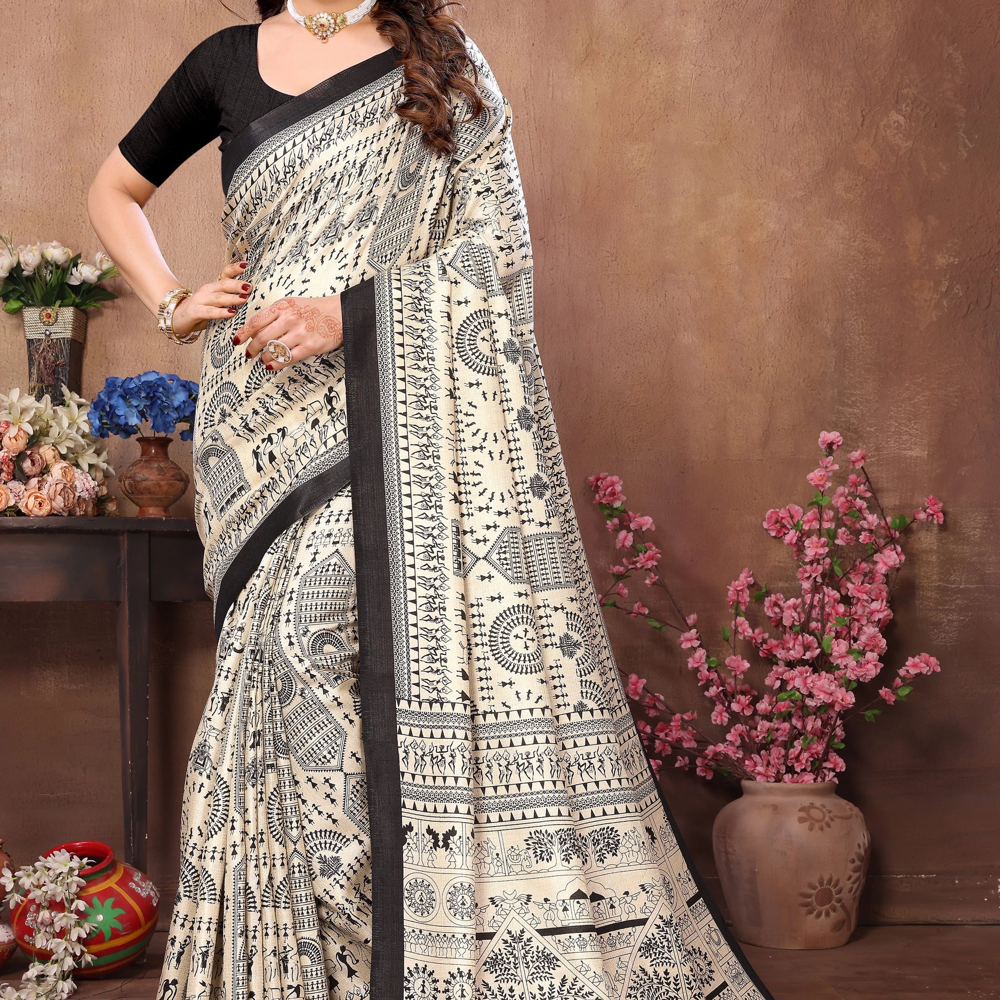 SHYAMIKA Khadi Printed Saree with Blouse