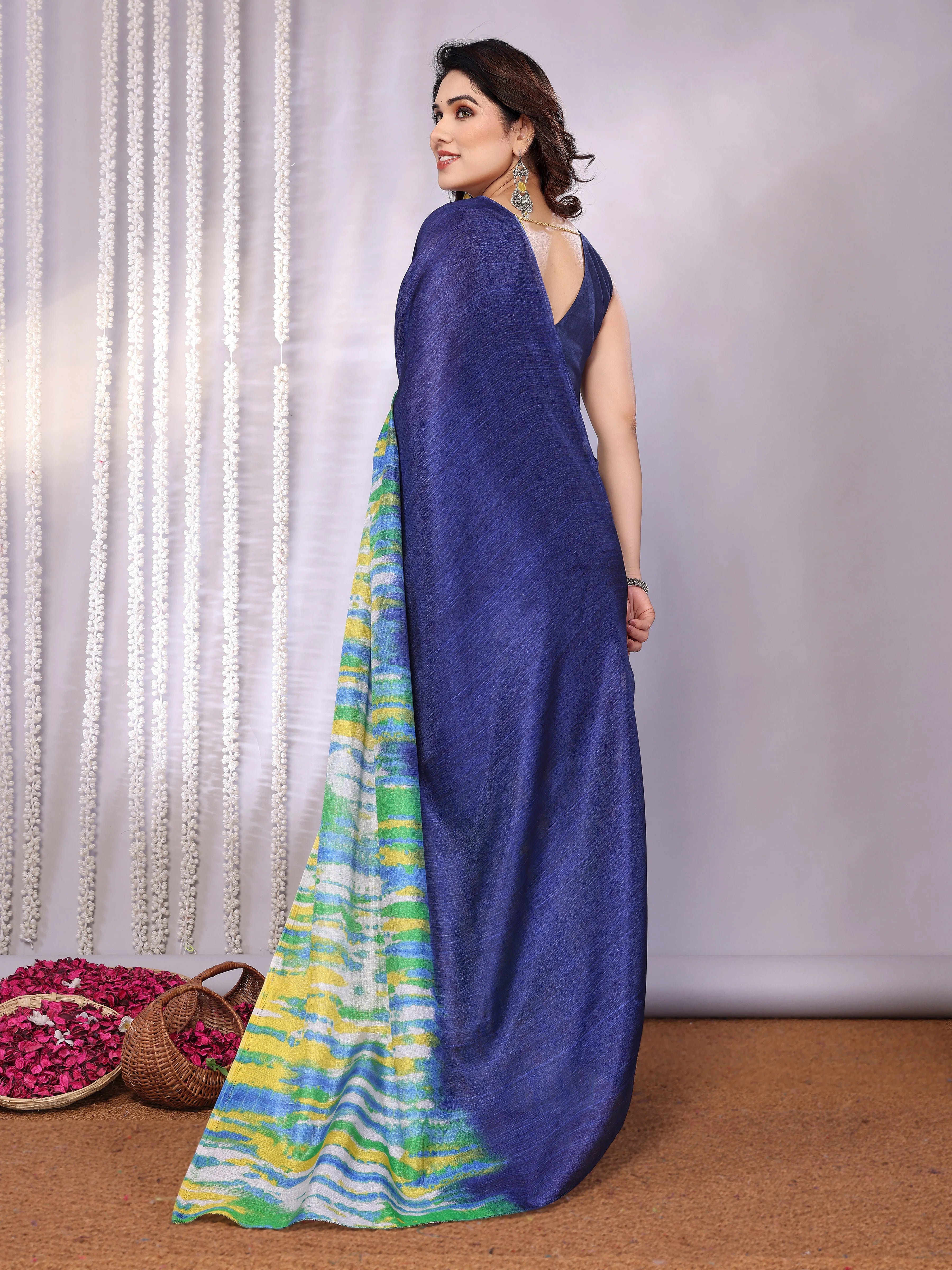SHYAMIKA Khadi Abstract Printed Saree with Blouse
