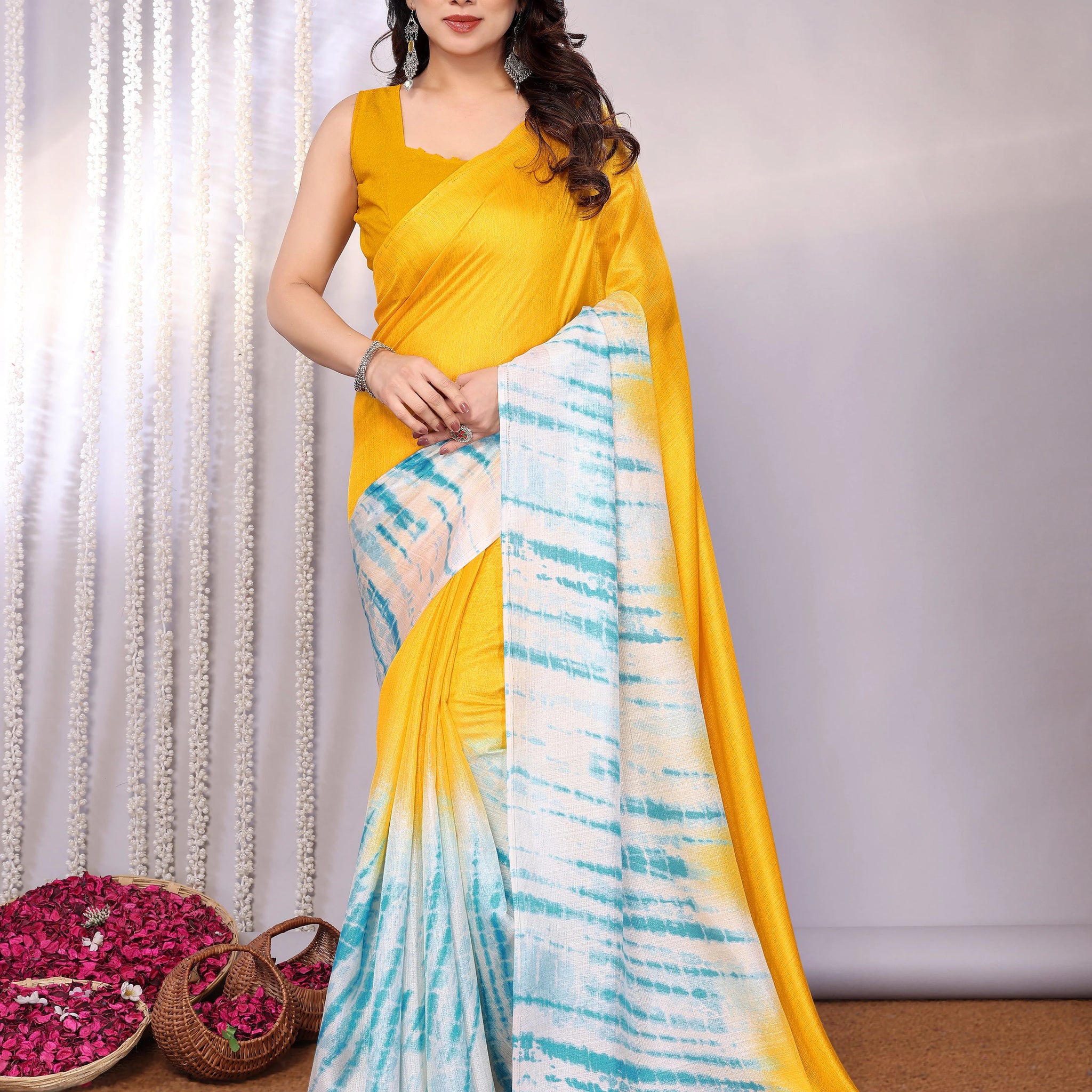 SHYAMIKA Khadi Abstract Printed Saree with Blouse