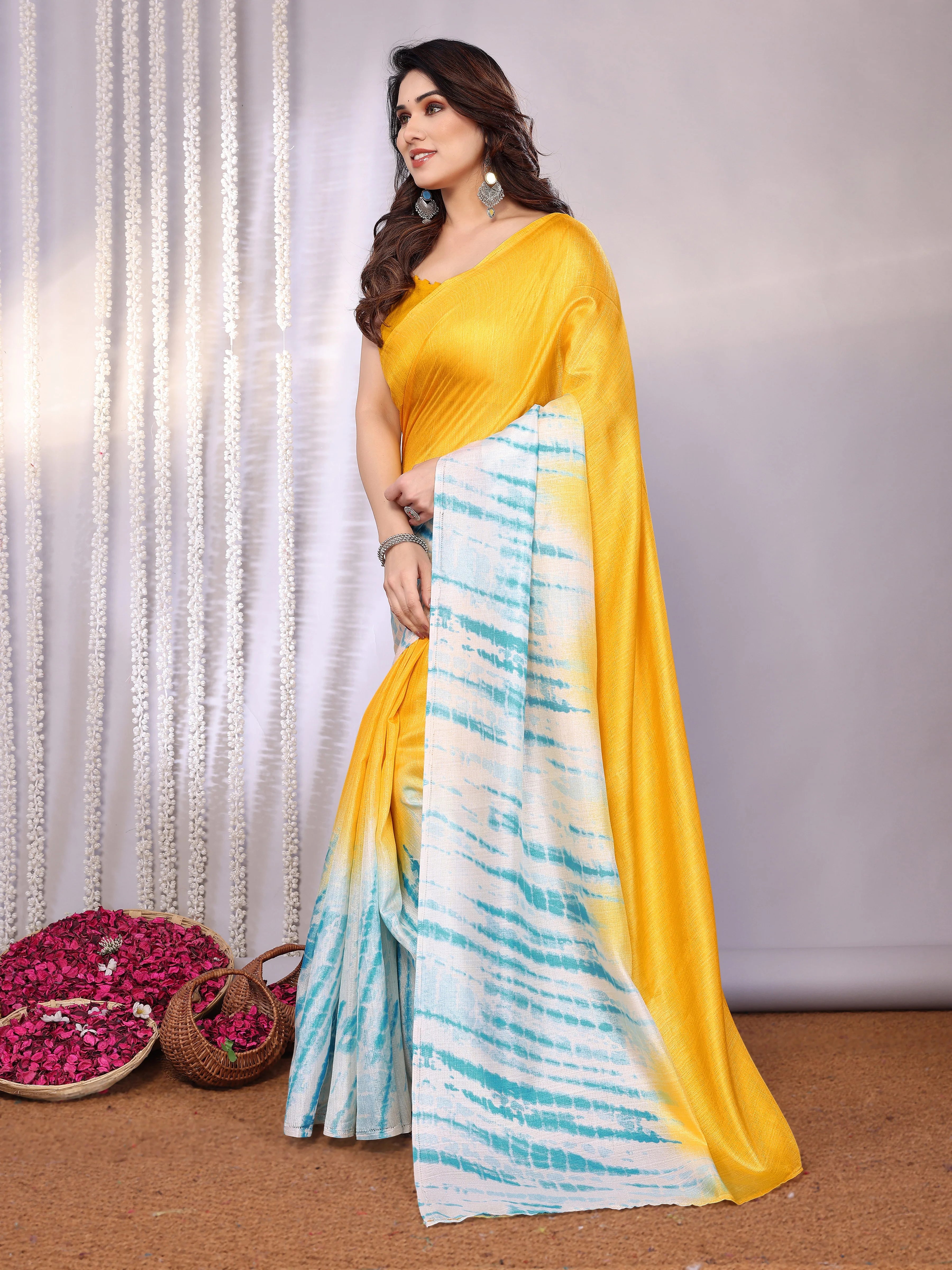 SHYAMIKA Khadi Abstract Printed Saree with Blouse