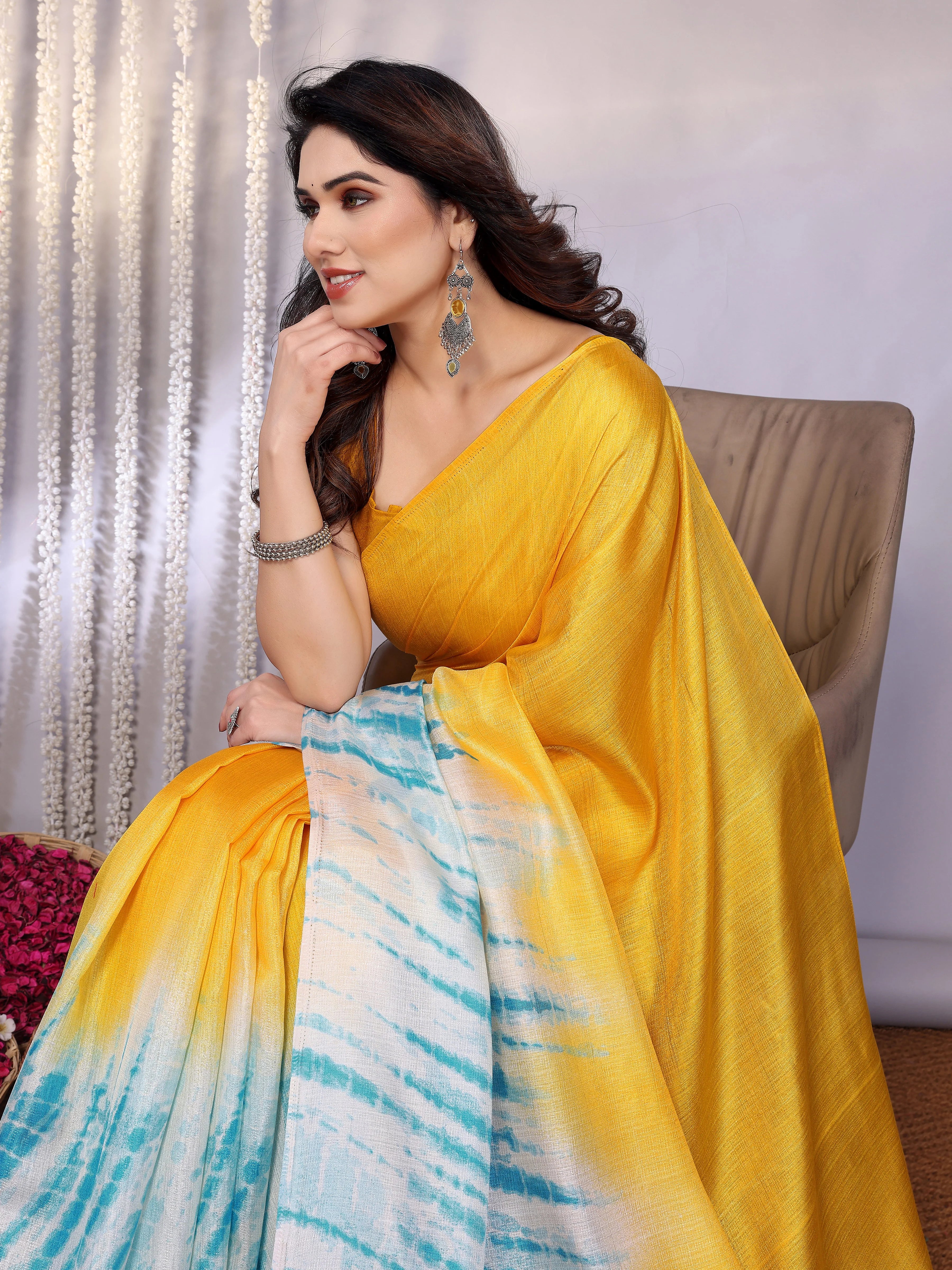 SHYAMIKA Khadi Abstract Printed Saree with Blouse