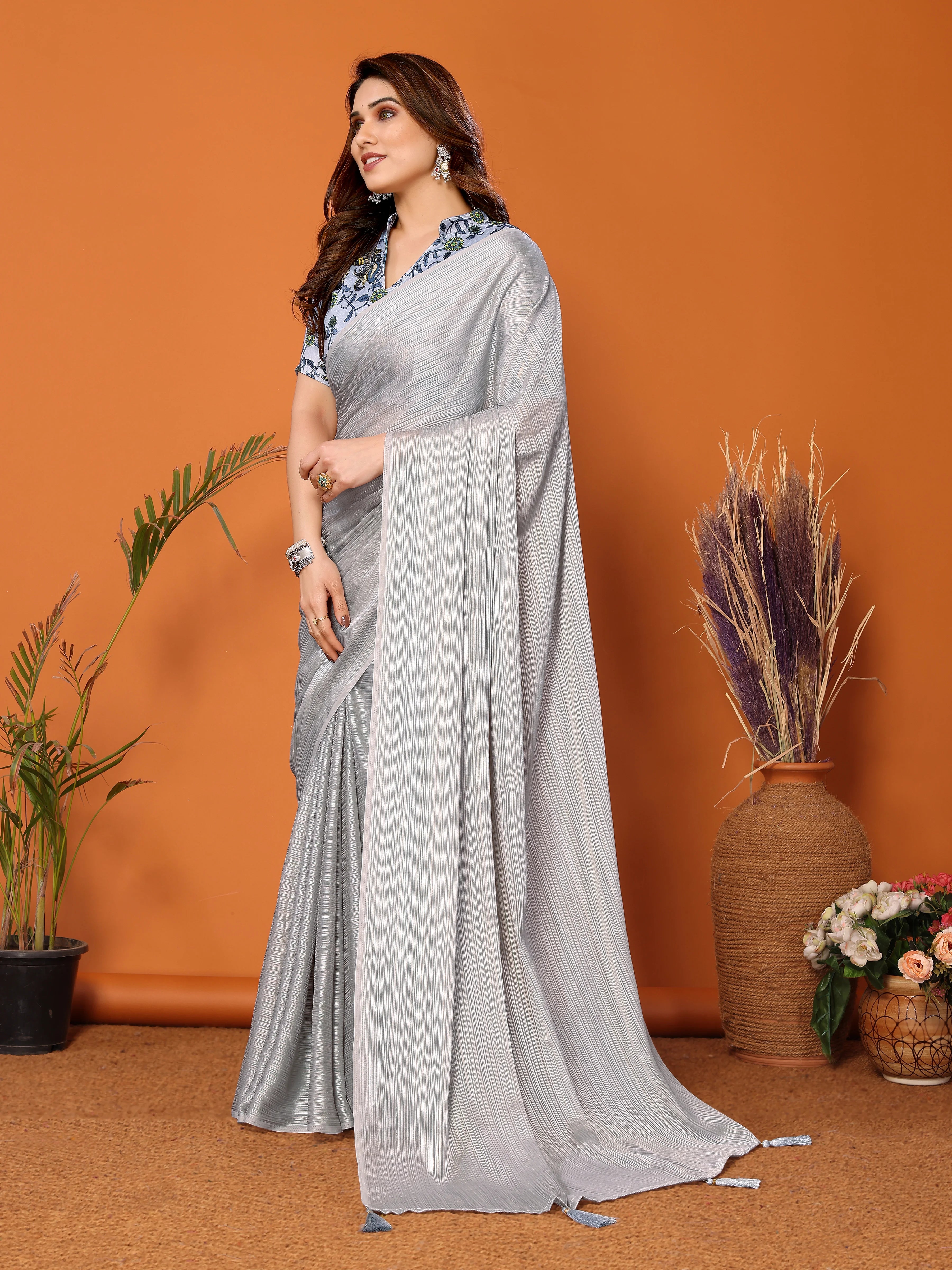 SHYAMIKA Polyester Zari Banglory Digital Print Saree with Blouse