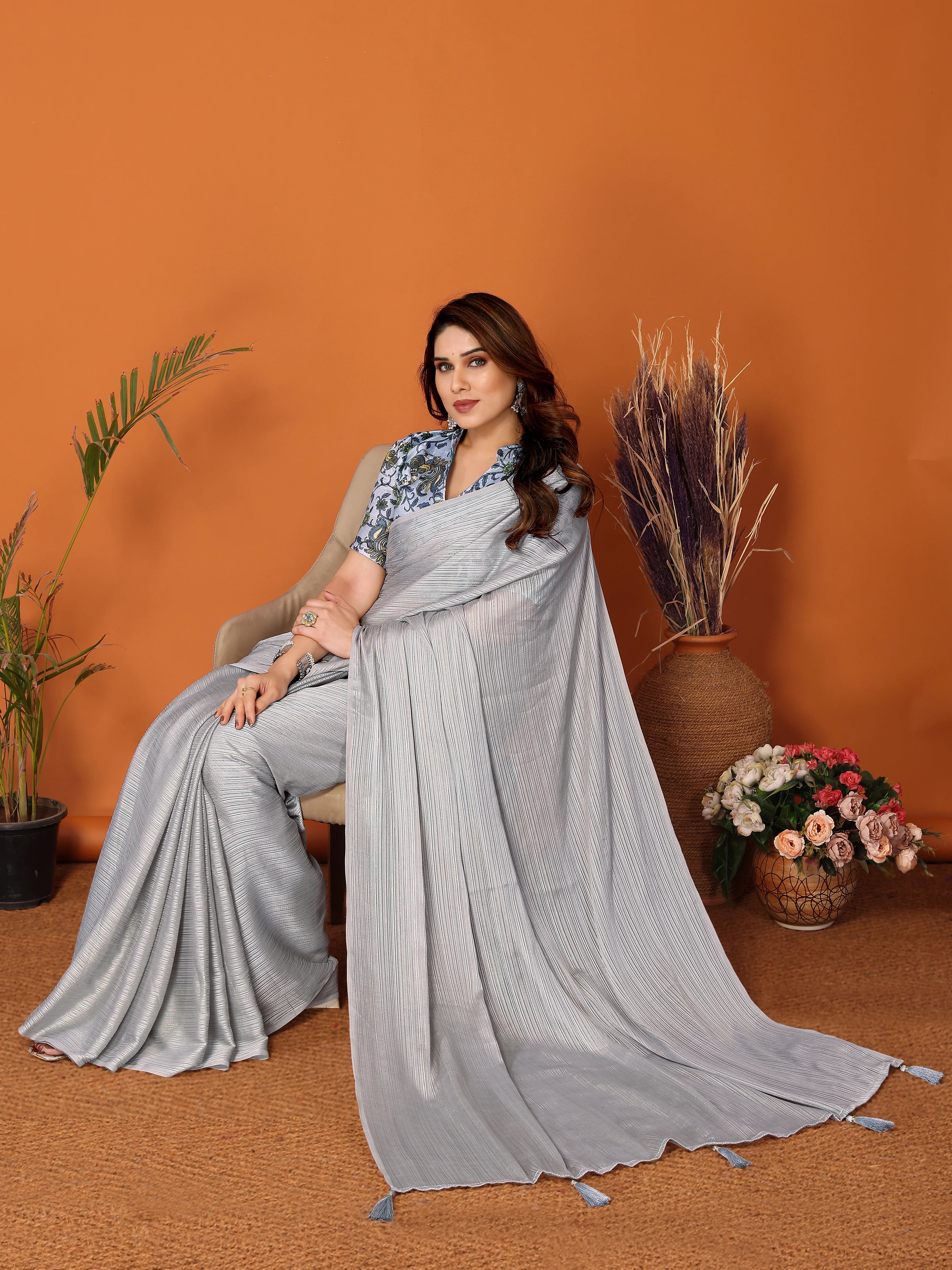 SHYAMIKA Polyester Zari Banglory Digital Print Saree with Blouse