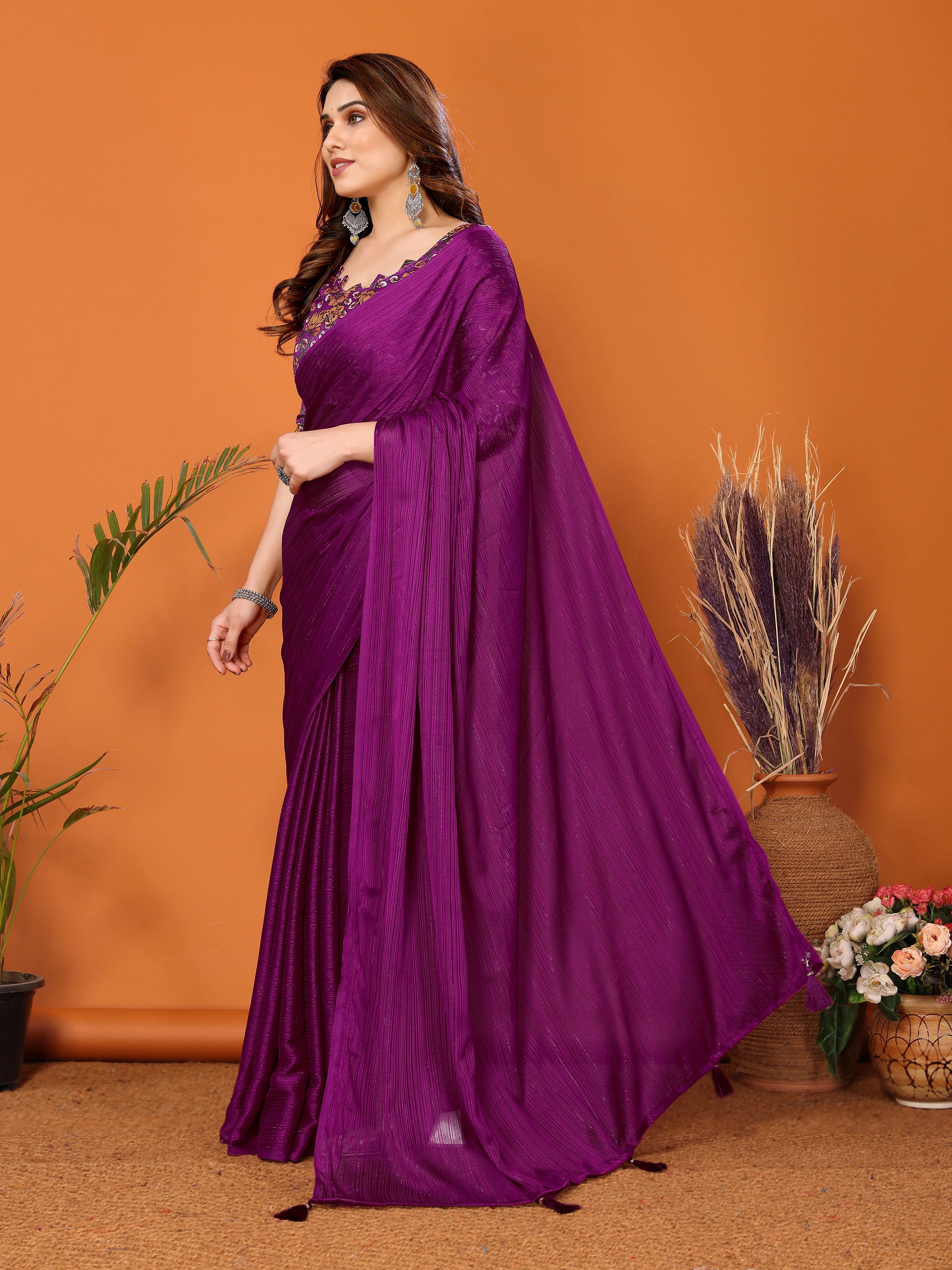 SHYAMIKA Polyester Zari Banglory Digital Print Saree with Blouse