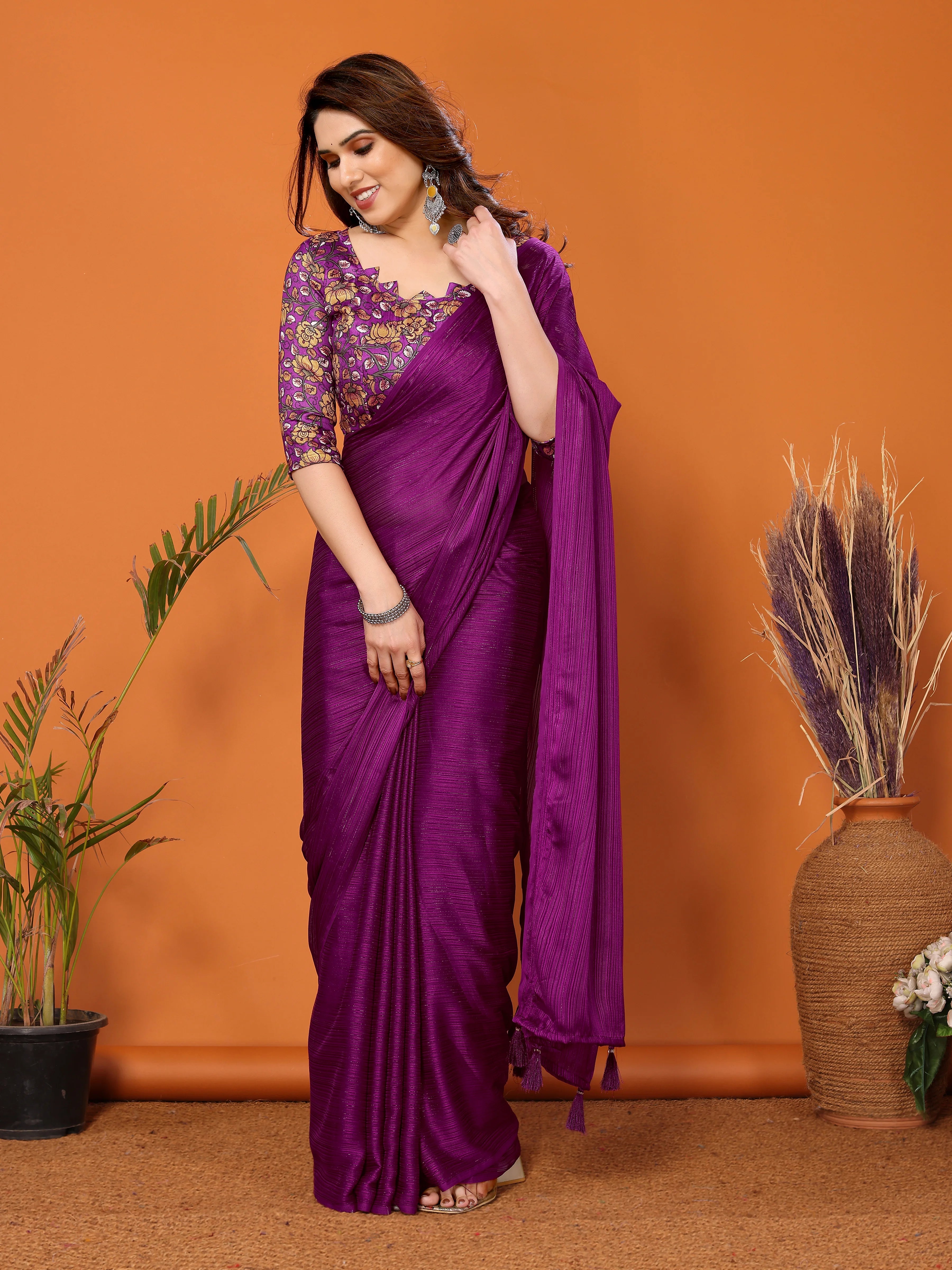 SHYAMIKA Polyester Zari Banglory Digital Print Saree with Blouse