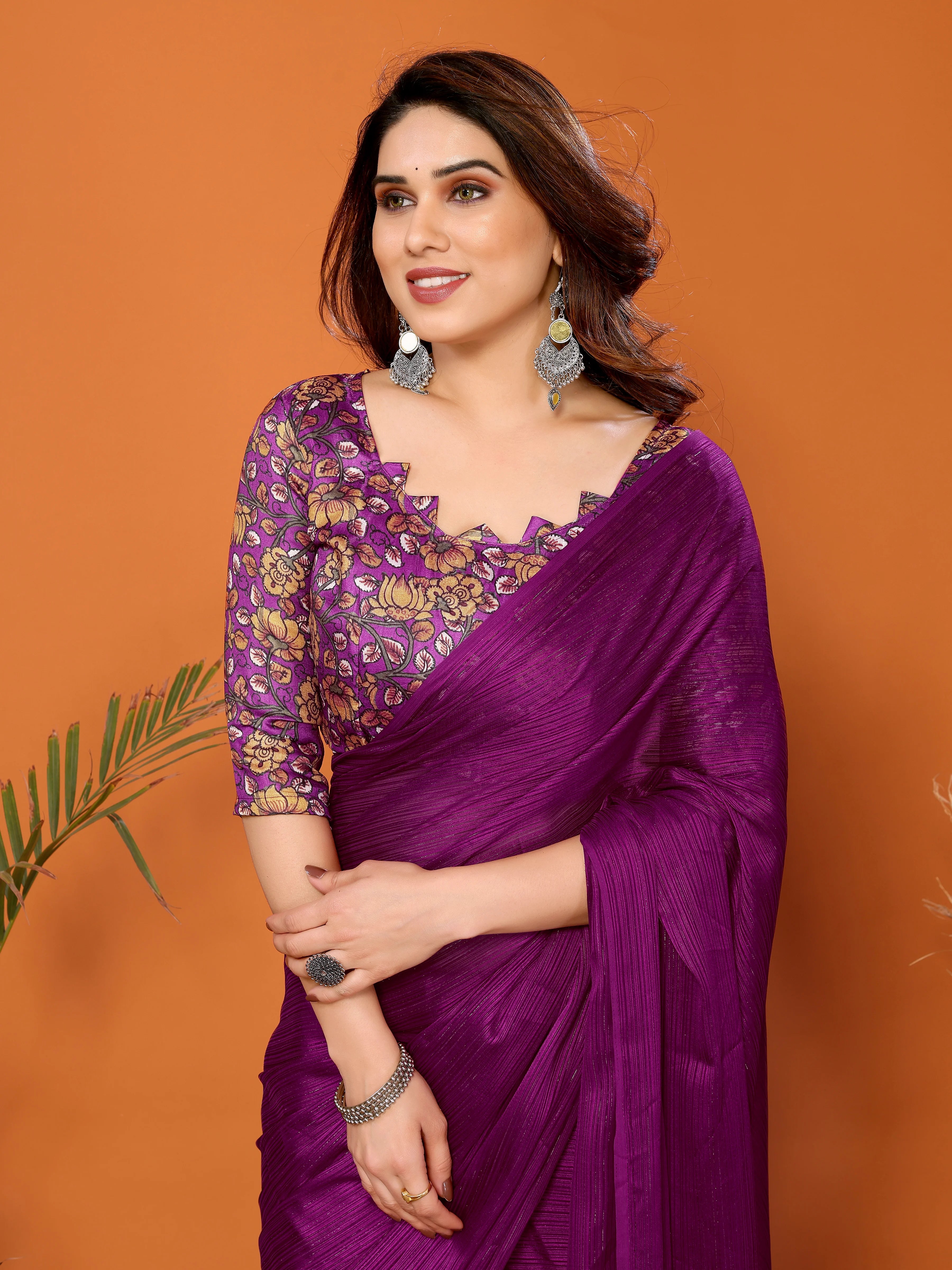 SHYAMIKA Polyester Zari Banglory Digital Print Saree with Blouse