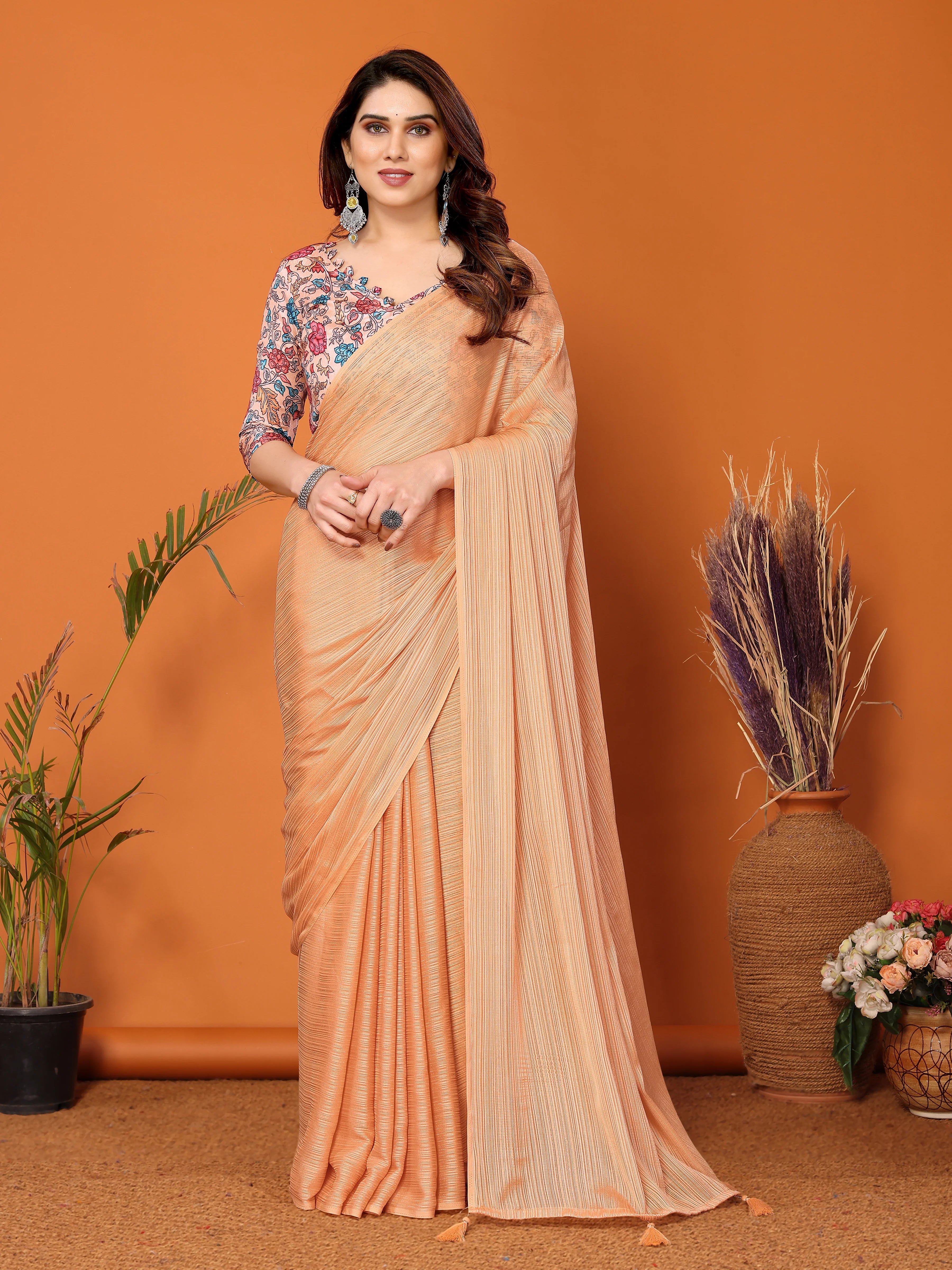 SHYAMIKA Polyester Zari Banglory Digital Print Saree with Blouse